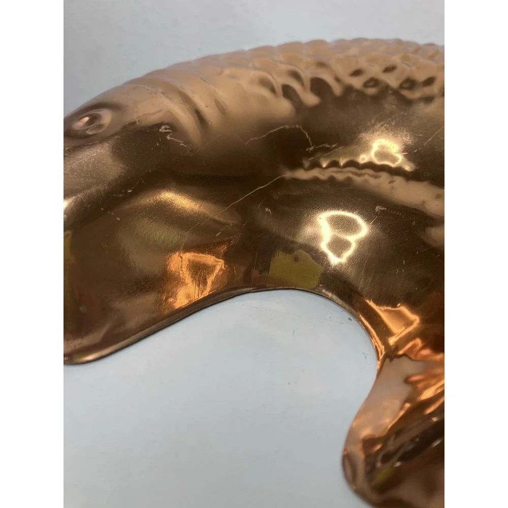 Solid‎ Copper Embossed Fish Koi Jello Baking Mold Made In Korea 8x9